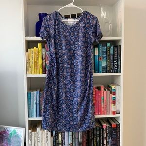 Blue Patterned Maternity T-Shirt Dress